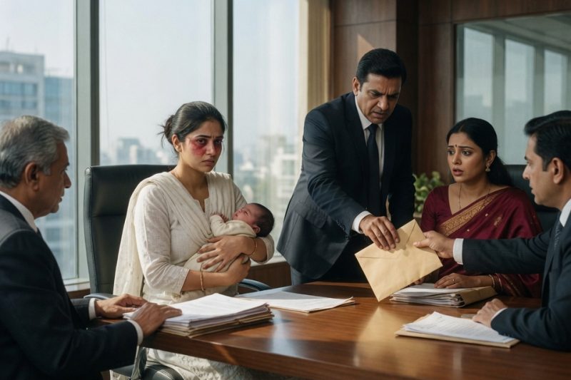 तलाक की मेज़ पर 12 दिन की बच्ची को सीने से लगाए पहुँची पत्नी ने पति की प्रेमिका को देखा, तभी उसने सबके सामने फुसफुसाया “यह घर कभी तुम्हारा था ही नहीं”, और एक पेन ड्राइव ने पूरा खानदान बेनकाब कर दिया