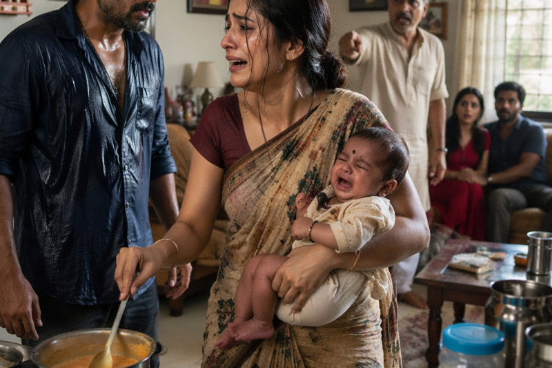 पत्नी कई हफ्तों तक अपमान, गंदे बर्तनों और बेहूदा कामों को चुपचाप सहती रही, जब तक कि उसका पति समय से पहले घर नहीं लौट आया और उसने वह देख लिया जिसे कोई स्वीकार नहीं करना चाहता था।