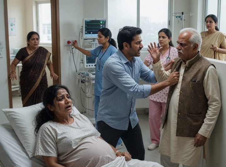 13 घंटे प्रसव पीड़ा में तड़पती बहू के कमरे में ससुर घुसा और बोला, “यह बच्चा पैदा न हो”, फिर अस्पताल की सफेद रोशनी में पति ने बेटी की पहली सांस से पहले पूरे परिवार का डर चीर दिया