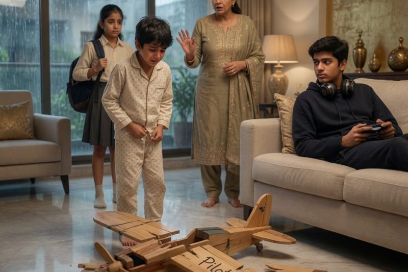 सौतेली माँ ने बच्चों के महंगे फोन, गेम और आराम एक झटके में काट दिए, लेकिन टूटे हुए छोटे विमान के पास छिपा सच सुनकर सब सन्न रह गए: “वह तुम्हारे लिए कुछ नहीं, बस जो पैसे दे वही ले लो”