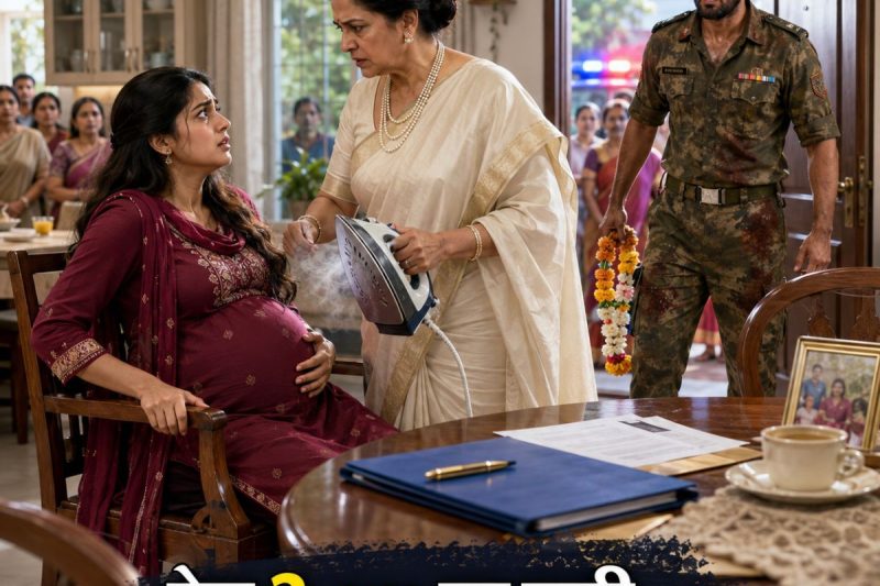 “साइन कर दे, वरना बच्ची सुरक्षित नहीं आएगी” — सास ने 8 महीने की गर्भवती बहू से कहा, लेकिन गरम प्रेस, नीली फाइल और फर्जी सैन्य पत्र ने उस रात घर का सबसे पुराना राज खोल दिया।