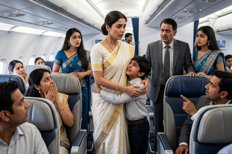 3 साल तक मुझे यकीन था कि मैं एक विधवा हूँ जो अपने बेटे को अकेले पाल रही है। फिर, एक विमान में मेरे 9 वर्षीय बेटे ने एक अजनबी की ओर इशारा किया और चार शब्द फुसफुसाए, जिन्होंने मेरी रगों में खून जमा दिया: “माँ, वो पापा हैं।”