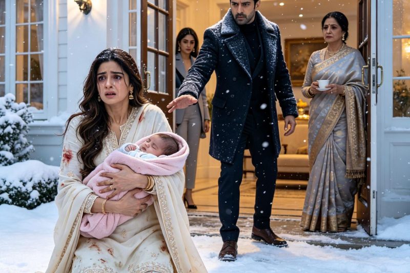 मेरे पति ने 4 दिन की बच्ची को सीने से लगाए मुझे बर्फीली रात में घर से निकाल दिया और बोला, “तुम तो बच ही जाओगी” ❄️💔 6 हफ्ते बाद मैं उसी की शादी में बेटी को गोद में लेकर पहुंची, बस फोन निकाला… और मंडप की स्क्रीन पर उसका सबसे बड़ा राज खुलने वाला था