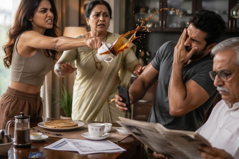 नाश्ते की मेज पर बहन ने मेरा क्रेडिट कार्ड मांगा और जब मैंने कहा, “अब नहीं”, तो उसने सबके सामने गरम चाय मेरे चेहरे पर फेंक दी 😢🔥 मां बोलीं, घर की बात बाहर मत ले जा, लेकिन मैंने चुपचाप मेडिकल रिपोर्ट और बैंक अलर्ट संभाल लिए, क्योंकि 6 हफ्ते बाद उनका सबसे बड़ा झूठ खुलने वाला था