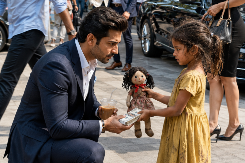 “साहब, मेरी गुड़िया खरीद लीजिए” कहती भूखी बच्ची ने करोड़पति को अपनी आखिरी निशानी सौंप दी, पर उसी फटी गुड़िया के पेट में छिपा राज उसकी बीमार मां को बचाकर एक दानवी उद्योगपति का साम्राज्य सारे शहर के सामने उजाड़ गया