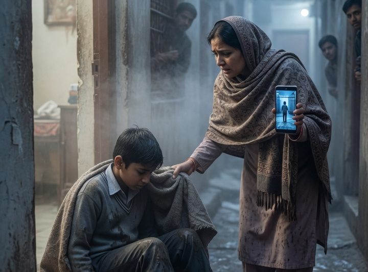 कड़ाके की ठंड में 10 साल का बच्चा मौसी के दरवाज़े पर गिरा, “पापा ने अंक बदल दिया”, और बंद गेट की फुटेज ने घर के गर्म कमरों में छिपी पिता की विरासत वाली साजिश सबके सामने नंगा कर दी