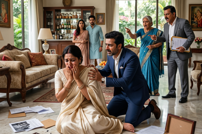 मैं बिना बताए घर लौटा और देखा कि मेरी पत्नी बैठक में खून से लथपथ पड़ी थी। कुछ ही कदम दूर, मेरा बेटा अपनी ससुराल वालों के साथ रसोई में हँस रहा था, मानो उसे कोई चोट ही न लगी हो। तभी मेरी नज़र मेज़ पर रखे कागज़ों पर पड़ी… और मुझे समझ आ गया कि उन्होंने सिर्फ़ उसे घायल नहीं किया था, वे उससे सब कुछ छीन लेना चाहते थे।