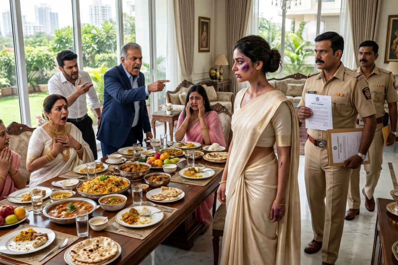 उसने सिर्फ़ यह पूछने पर कि वह पूरी रात कहाँ था, मुझे थप्पड़ मारा और मेरा होंठ फाड़ दिया। अगली सुबह मैंने उसके लिए शानदार नाश्ता तैयार किया, चाँदी के बर्तन सजाए और उसे मेज़ के मुख्य स्थान पर बैठने दिया। “क्या ही अच्छी पत्नी हो,” उसने ताना मारा। लेकिन जैसे ही पिछला दरवाज़ा खुला, उसका चेहरा पूरी तरह पीला पड़ गया।