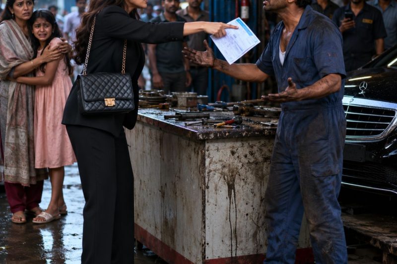 अमीर सीईओ ने 10 साल की बच्ची के सामने विधुर मैकेनिक का ₹1,999 का बिल फेंक दिया—“अपनी औकात देखो”, लेकिन अगले दिन उसके पिता ₹19 करोड़ का चेक लेकर उसी गैराज में पहुंच गए