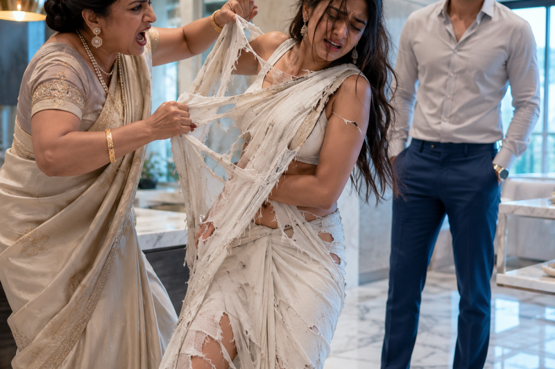 सास ने रसोई में बहू की सफेद साड़ी फाड़कर चीखा “यह घर मेरे बेटे का है”, लेकिन अगली सुबह जब चाबी नहीं चली, तो बहू ने कैमरे से सच खोल दिया कि घर, कंपनी और इज्जत सब उसी की थी