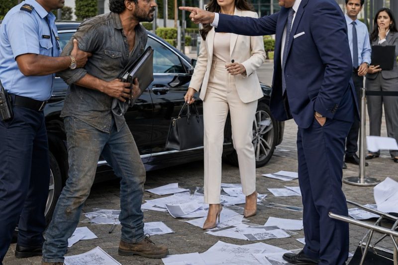 गरीब मैकेनिक समझकर उसे ऑफिस से धक्के देकर निकाल दिया गया… लेकिन 72 करोड़ की डील से पहले उसकी फाइल खुली तो मालिकन के अपने ही भरोसेमंद ने सबको बेच दिया था