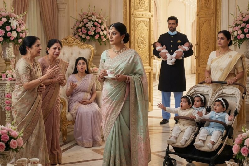 गोद भराई में जब बुआ ने उसे “टूटा हुआ सामान” कहा, मां ने उसकी मातृत्व खोने की कहानी सुनाई, तभी दरवाजे खुले और पति, 5 बच्चे, आया व करोड़ों की कंपनी ने पूरे परिवार की दया को शर्म में बदल दिया