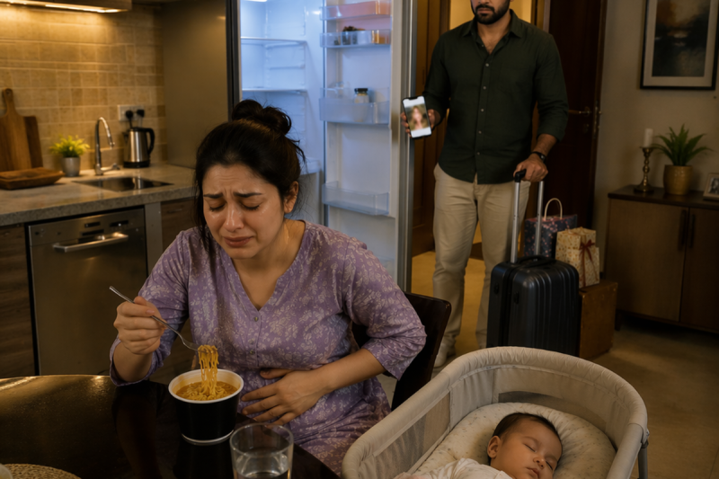“बहू 2 दिन नूडल्स खाकर भी जिंदा रहेगी” — सास ने ऑपरेशन के बाद अकेली छोड़ी बहू के लिए कहा, लेकिन खाली फ्रिज, ठंडा कप और सीसीटीवी ने उस रात परिवार की सबसे गंदी सच्चाई खोल दी।
