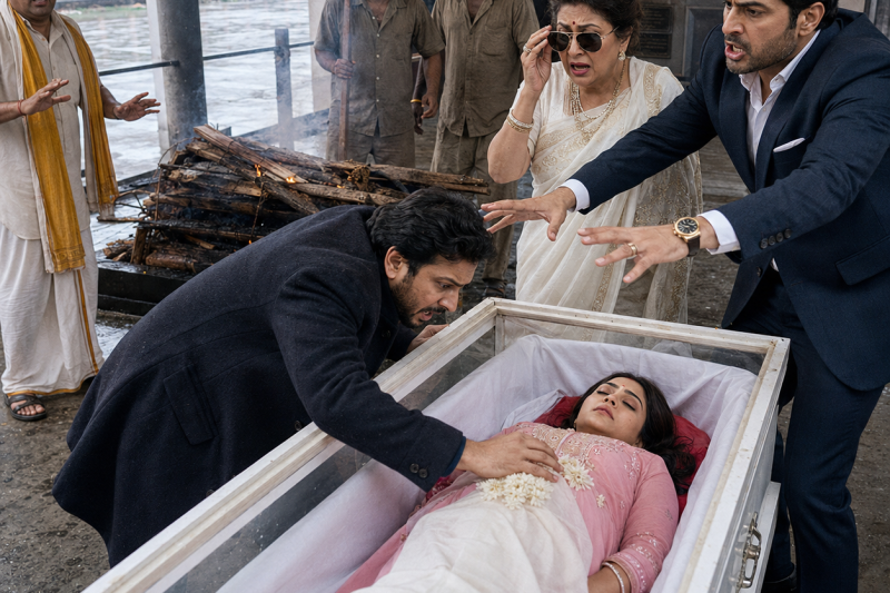 गर्भवती पत्नी की चिता सज चुकी थी, परिवार अंतिम संस्कार की जल्दी में था, तभी पति ने काँपते हुए कहा “ताबूत खोलो, वह जिंदा है” और सफेद कपड़े के नीचे हुई हलचल ने माँ और भाई की साजिश सबके सामने खोल दी