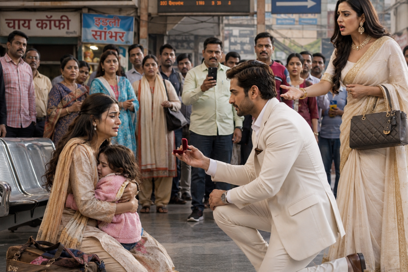 बस अड्डे की ठंडी फर्श पर बच्ची को सीने से लगाए बैठी अकेली मां को जब करोड़पति ने पूछा, “क्या तुम मेरी पत्नी बनोगी?”, तो समाजसेवी मंगेतर की धमकी, झूठा पैसा और उसका घमंड सबके सामने बिखर गया