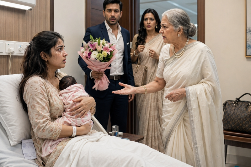 नवजात बेटी को सीने से लगाकर वह अस्पताल का बिल छिपा रही थी, तभी अमीर नानी ने पूछा “हर महीने ₹3,00,000 कहां गए?”, और उसी पल पति की गरीबी वाली कहानी, चोरी और सास की साजिश सबके सामने बिखर गई