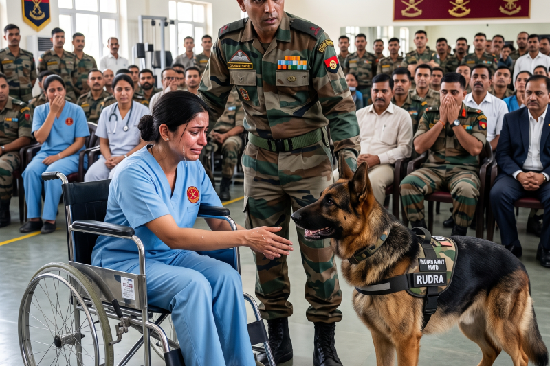 एक अजनबी नेवी सील ने अस्पताल की कैफ़ेटेरिया में मेरी व्हीलचेयर के पास बैठने की अनुमति माँगी, जबकि वहाँ मौजूद हर कोई हमें घूर रहा था। उसका ज़ख़्मी के9 अपने प्रशिक्षण को तोड़ते हुए गलियारे के बीच में आकर खड़ा हो गया और उसने अपना सिर मेरे लकवाग्रस्त पैरों पर ज़ोर से टिकाकर दबा दिया। मुझे लगा कि मैं एक बार फिर सबके तमाशे का हिस्सा बन गई हूँ, लेकिन तभी वह सैनिक मेरी व्हीलचेयर के पास ही बिखरने लगा। फिर उसने फुसफुसाकर कहा कि उसका टियर-वन कुत्ता कभी अपने आदेश की अवहेलना नहीं करता, और पूरा कमरा खामोश हो गया…