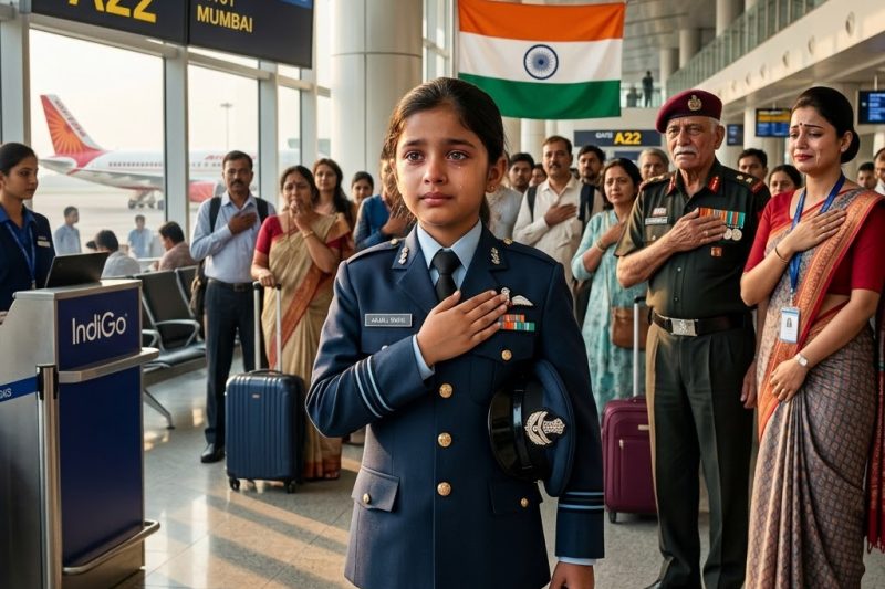 गेट 17 पर एक फ़्लाइट अटेंडेंट ने सैन्य सम्मान की वर्दी पहने ग्यारह वर्षीय बच्ची की ओर देखकर कहा, “तुम्हारी यहाँ कोई जगह नहीं है।” फिर उसने उसे इतनी ज़ोर से धक्का मारा कि उसके सीने पर लगा चाँदी का बैज उछलकर एयरपोर्ट की फ़र्श पर खनखनाता हुआ जा गिरा। शार्लट ब्रूक्स रोई नहीं। उसने बैज उठाया, उसमें छिपे एक सेंसर को दबाया और शांत स्वर में कहा, “शायद आपको रक्षा मंत्रालय को फ़ोन कर देना चाहिए।” साठ सेकंड बाद, बोर्डिंग स्क्रीन लाल हो गई।