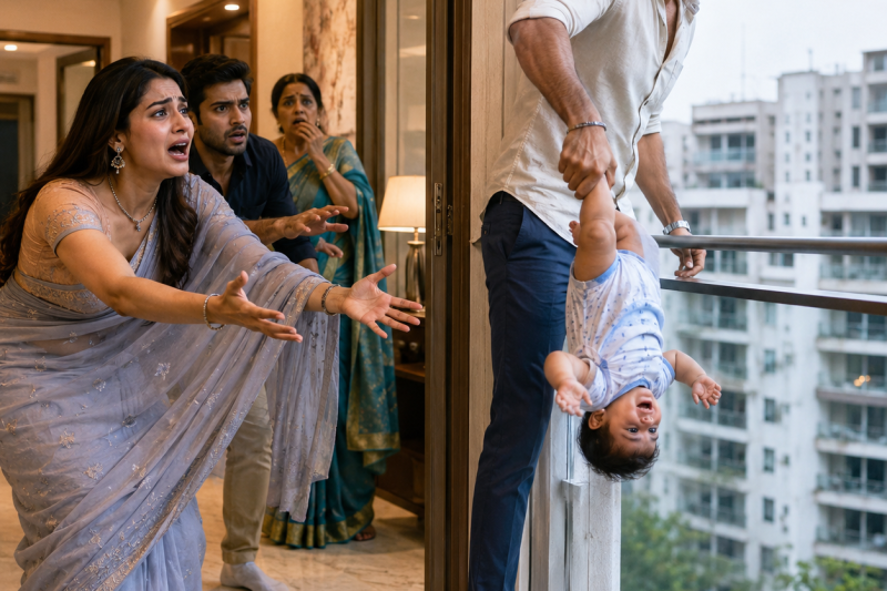 पति ने 8 महीने के बच्चे को बालकनी से लटका कर पत्नी पर देवर से रिश्ता होने का इल्जाम लगाया, “सब पैसा भेजो, वरना बेटा खत्म”, लेकिन कैमरों ने जलन नहीं, सास-बेटे की ऐसी साजिश खोली जिसने माँ की दुनिया तोड़ दी