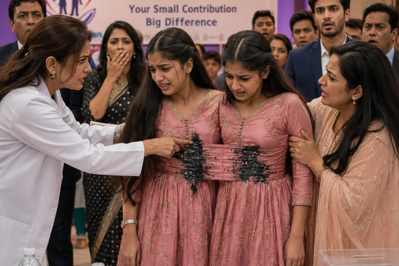 जुड़वां बेटियों को मशहूर बनाने के लिए मां ने उन्हें गोंद से चिपकाया, मगर जब एक बहन रोई और दूसरी मुस्कुराई—“अब वह मुझे छोड़ नहीं पाएगी”—तभी चैरिटी समारोह का सच पूरे परिवार को जला गया और भीड़ के सामने उनका दर्द नंगा हो गया