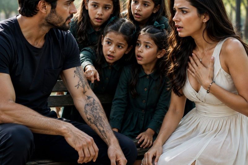 एक अकेली माँ अपनी 4 बेटियों को लेकर बस पार्क आई थी, पर एक अजनबी के बाजू पर बना वही टूटे कंपास वाला टैटू देखकर उसकी ज़िंदगी का सबसे बड़ा सच खुलने वाला था