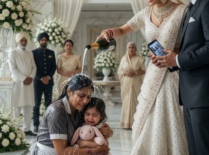 90000000 रुपये की शादी से 2 हफ्ते पहले, दुल्हन ने घर की कामवाली पर सबके सामने शैम्पेन उड़ेल दिया, बच्ची रोकर बोली “मम्मी को रोज़ दर्द देती है”, और दूल्हे ने चिल्लाने के बजाय बस कैमरों की फुटेज मंगवाई—फिर 8 गवाहों के सामने ऐसा राज खुलने वाला था कि पूरा रिश्ता हिल गया।