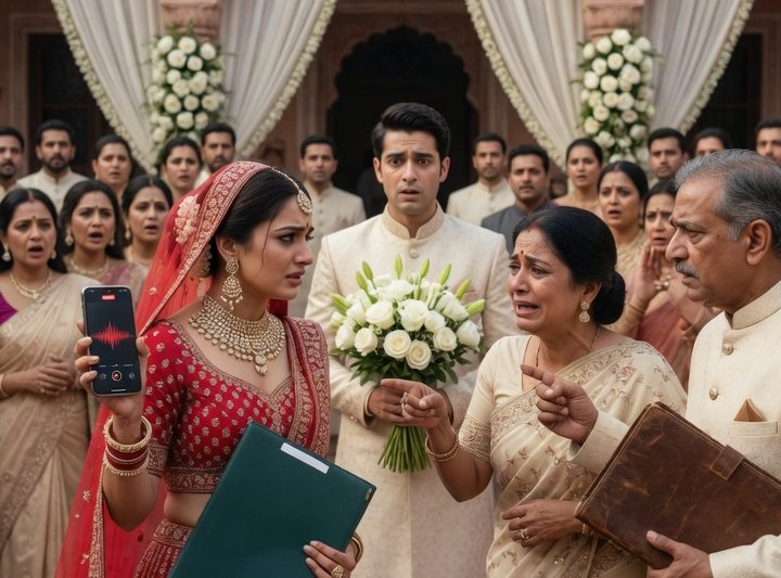 शादी के गेट पर 80 मेहमानों के सामने माँ ने रोकर कहा, “तू हमें जिंदा बदनाम करेगी”, भाई फूल लेकर मासूम बनता रहा, लेकिन दुल्हन ने चुपचाप फोन निकाला और वह रिकॉर्डिंग चला दी, जिसके बाद पिता की पुरानी वसीयत वाली फाइल ही सबसे बड़ा खतरा बन गई