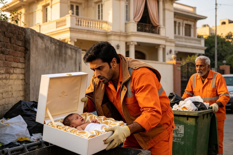 अमीर बेटे ने पिता को गलत साबित करने के लिए कूड़ा उठाया, लेकिन डिब्बे में मिली नवजात बच्ची ने करोड़पति परिवार का चेहरा फाड़ दिया—“इसे खत्म समझो” वाली साजिश में प्रेमिका, आया और भाई का सच सामने आया