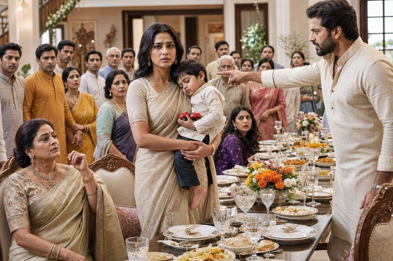 नए साल की डिनर टेबल पर पति ने 18 रिश्तेदारों के सामने कहा, “मां से माफी मांगो या निकल जाओ” 😢💔, वह चुपचाप 3 साल के बेटे की लाल कार उठाकर चली गई, लेकिन सुबह 5:10 पर भेजा गया वकील वाला मेल पूरे परिवार की नींव हिला देने वाला था…
