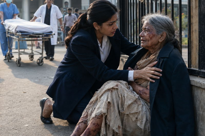 जिस बूढ़ी मां को बेटे और सौतेले पति ने ठंडे अस्पताल के बाहर नंगे पांव छोड़कर कहा “मर जाओ तो बोझ कम होगा”, उसी की वकील बेटी 500 किलोमीटर दौड़ी और अदालत में ऐसा सबूत खोला कि पूरा परिवार कांप उठा