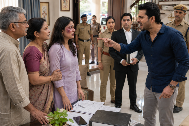 “जब पत्नी ने सूजे चेहरे को मेकअप से छिपाकर कहा “मैं बाथरूम में गिरी थी”, पति हंसा कि कोई नहीं आएगा; मगर उसके मां-बाप चुपचाप लौटे पुलिस, रिकॉर्डिंग और उस फाइल के साथ, जिसने उसकी हर धोखेबाज़ी सबके सामने खोल दी”