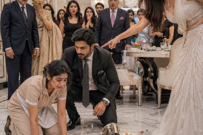 सबके सामने नौकरानी को घुटनों पर बैठाकर बोली, “ज़मीन से खाओ”… लेकिन खाने की मेज़ पर बैठे अरबपति ने 6 महीने से छुपाई रिकॉर्डिंग खोल दी, और उसी रात रिश्ता, इज्जत और करोड़ों का सौदा दांव पर लग गया