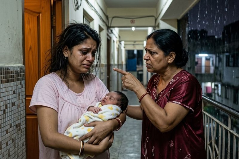 मेरी बेटी के जन्म के तेरह दिन बाद, मेरी सास ने बरसात की रात मुझे मेरे मायके लौट जाने का आदेश दिया, लेकिन मेरे पति ने हमारी बीमार बच्ची को अपनी बाँहों में उठाया, बिना एक शब्द माफ़ी माँगे घर से बाहर निकल गए, और उस कागज़ी राज़ का पर्दाफाश कर दिया जिसे उन्होंने अट्ठाईस वर्षों तक छिपाकर रखा था।