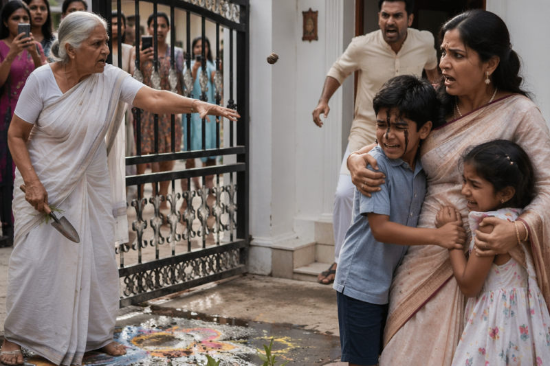 एक शांत कॉलोनी में बुजुर्ग पड़ोसन की झूठी दया पर सबने भरोसा किया, मगर जब उसी ने बच्चे पर पत्थर फेंककर कहा “तभी तो सिखा रही हूं”, परिवार की चुप्पी टूट गई और सच ने पूरी गली को शर्मसार कर दिया