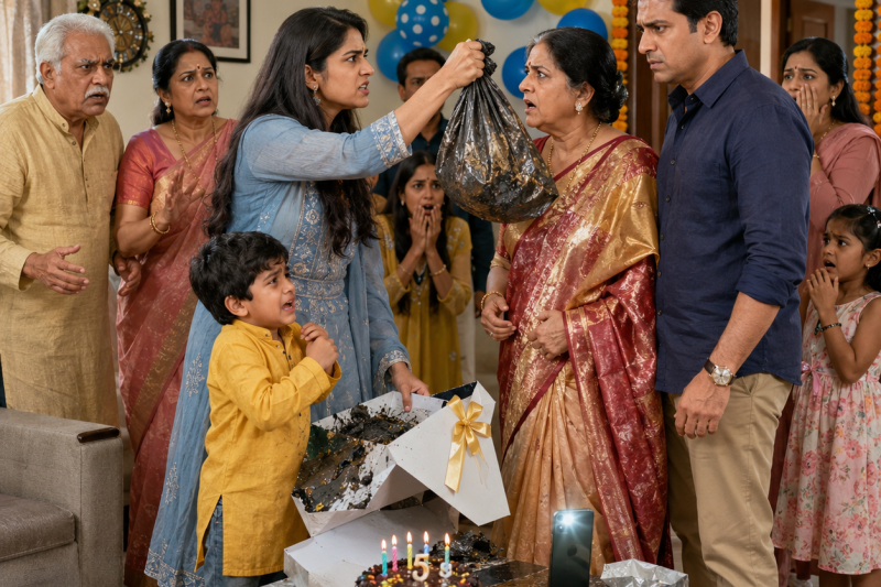 बेटे के 5वें जन्मदिन पर दादी ने बदबूदार डिब्बा थमाया, पिता चुप खड़ा रहा, और मां ने सबके सामने कहा, “यह संस्कार नहीं, क्रूरता है”—फिर परिवार के लाइव वीडियो ने दबे हुए बचपन के जख्म खोल दिए, जिसे देखकर रिश्तेदार भी सन्न रह गए