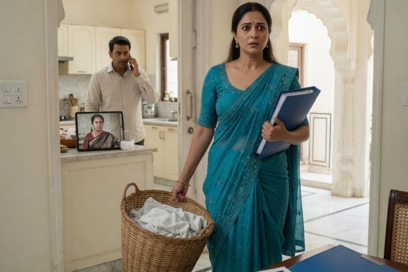रसोई के बाहर कपड़ों की टोकरी पकड़े खड़ी पत्नी ने पति को सास से कहते सुना, “उसका घर 11 साल की शादी से महंगा है,” वह चिल्लाई नहीं, बस पिता की नीली फाइल खोली और वकील को फोन किया, लेकिन उसी फाइल में उनकी पहली मुलाकात का सबसे डरावना राज छिपा था।